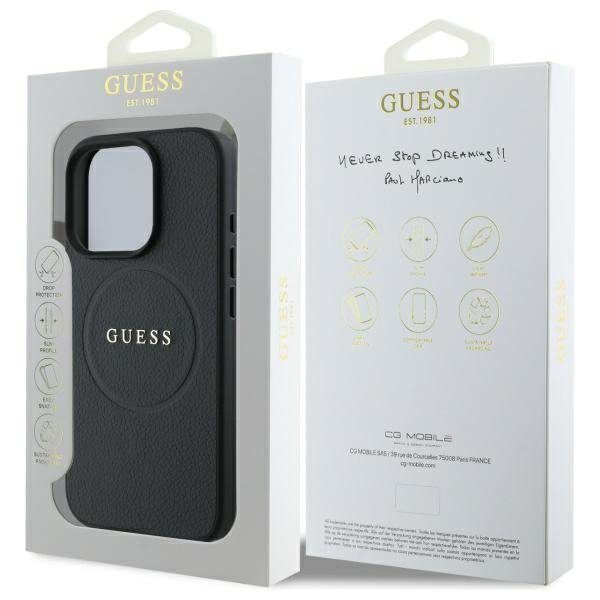 Guess GUHMP16XPGHSMMK iPhone 16 Pro Max 6.9&quot; czarny/black hardcase Grained Ring MagSafe