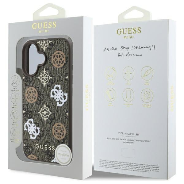 Guess GUHMP16SP4RPSW iPhone 16 6.1&quot; brązowy/brown hardcase 4G Printed Stripes MagSafe