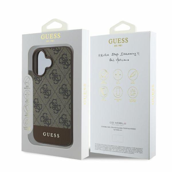 Guess GUHCP16SG4GLBR iPhone 16 6.1&quot; brązowy/brown hardcase 4G Bottom Stripe