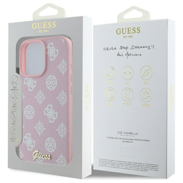 Guess GUHMP16XPGPYSP iPhone 16 Pro Max 6.9&quot; różowy/pink hardcase Peony Script MagSafe
