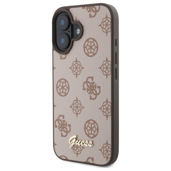 Guess GUHMP16SPGPYSW iPhone 16 6.1&quot; brązowy/brown hardcase Peony Script MagSafe