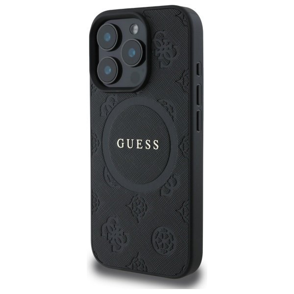 Guess GUHMP16LPSAPSMEK iPhone 16 Pro 6.3&quot; czarny/black hardcase Saffiano Peony Classic Logo MagSafe