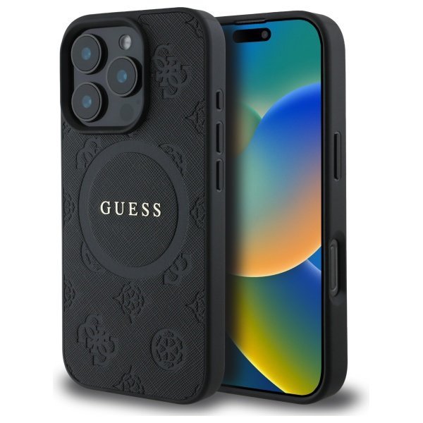Guess GUHMP16XPSAPSMEK iPhone 16 Pro Max6.9&quot; czarny/black hardcase Saffiano Peony Classic Logo MagSafe