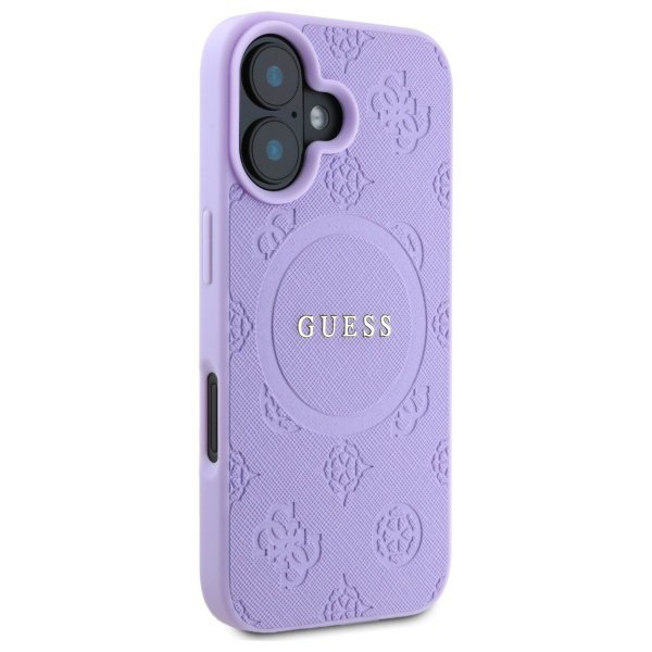 Guess GUHMP16SPSAPSMEU iPhone 16 6.1&quot; fioletowy/purple hardcase Saffiano Peony Classic Logo MagSafe
