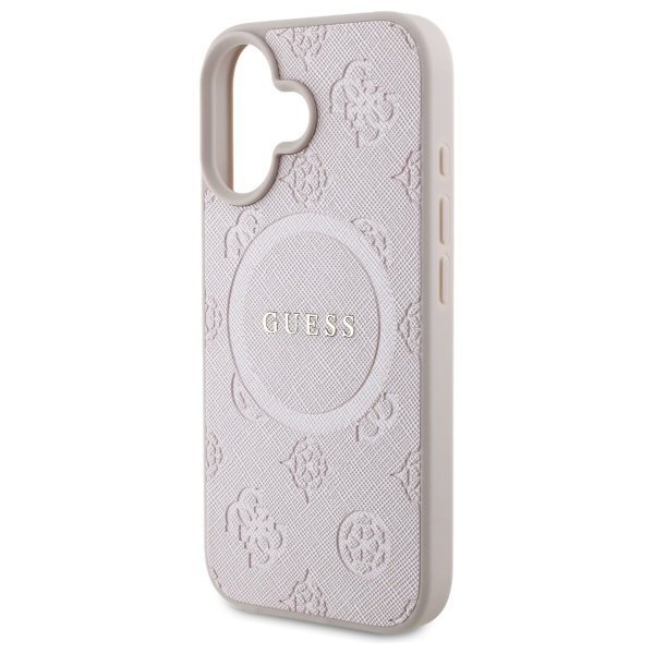 Guess GUHMP16SPSAPSMEP iPhone 16 6.1&quot; różowy/pink hardcase Saffiano Peony Classic Logo MagSafe