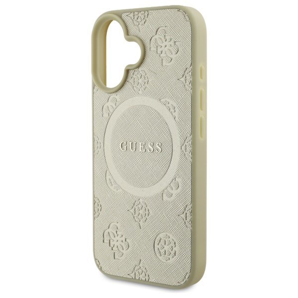 Guess GUHMP16SPSAPSMED iPhone 16 6.1&quot; złoty/gold hardcase Saffiano Peony Classic Logo MagSafe