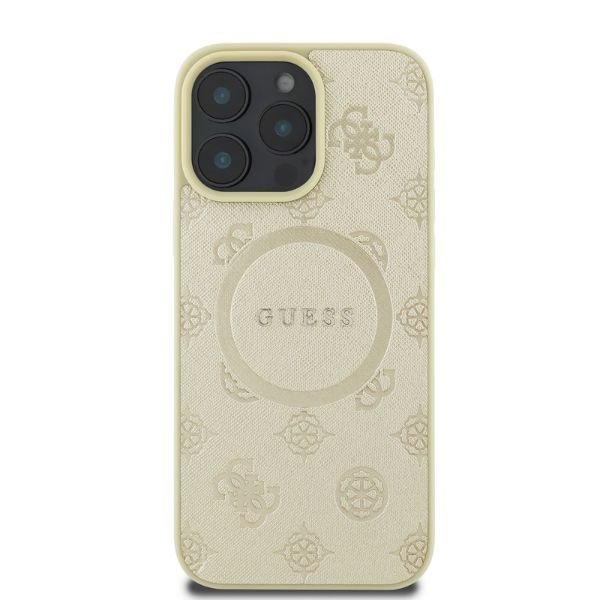 Guess GUHMP16LPSAPSMED iPhone 16 Pro 6.3&quot; złoty/gold hardcase Saffiano Peony Classic Logo MagSafe
