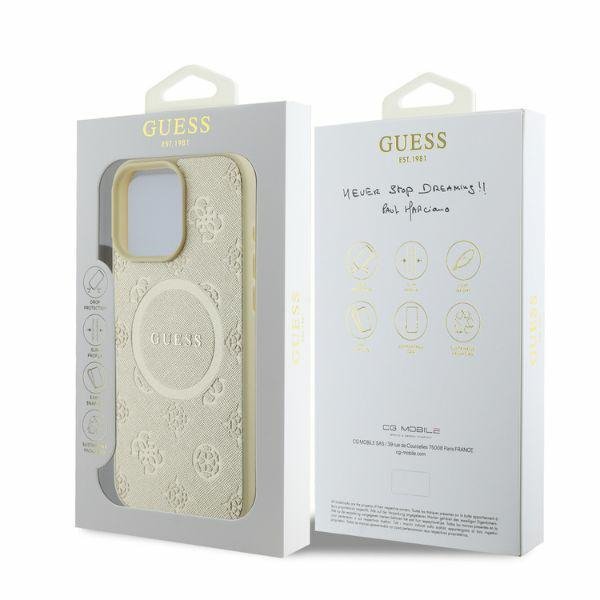 Guess GUHMP16LPSAPSMED iPhone 16 Pro 6.3&quot; złoty/gold hardcase Saffiano Peony Classic Logo MagSafe
