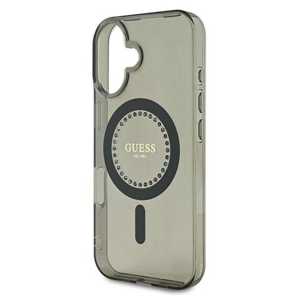 Guess GUHMP16SPFTDTEK iPhone 16 6.1&quot; czarny/black hardcase IML Rhinestones MagSafe
