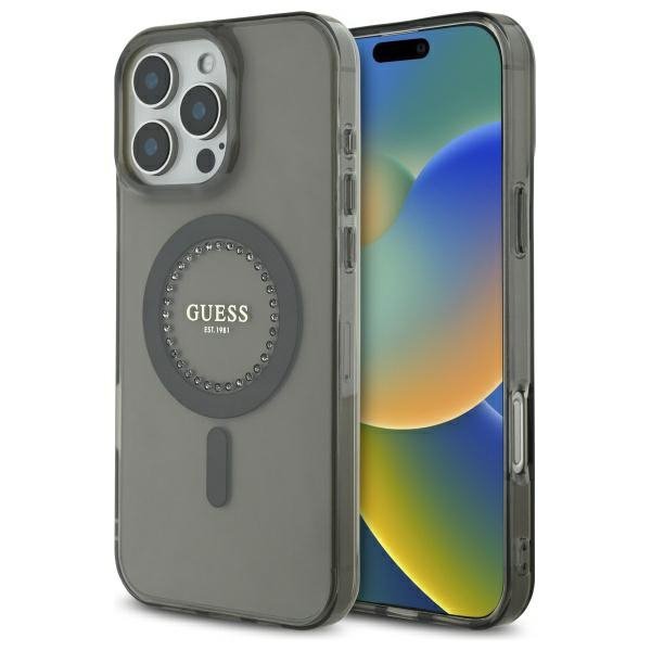 Guess GUHMP16XPFTDTEK iPhone 16 Pro Max 6.9&quot; czarny/black hardcase IML Rhinestones MagSafe