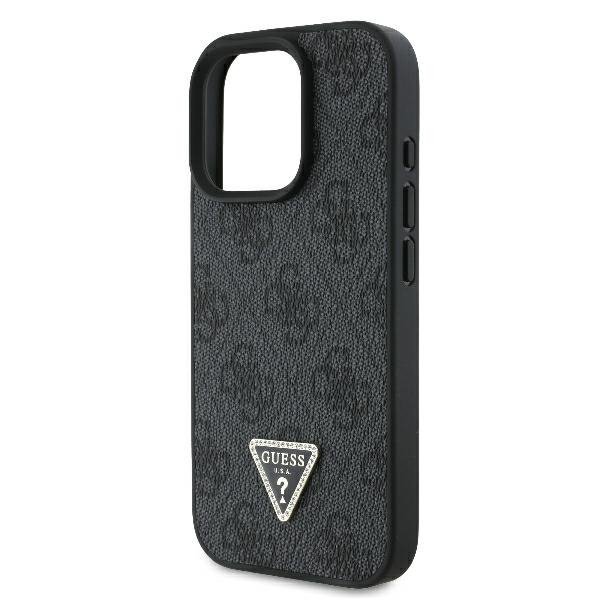 Guess GUHCP16LP4TDPK iPhone 16 Pro 6.3&quot; czarny/black hardcase Leather 4G Triangle Strass