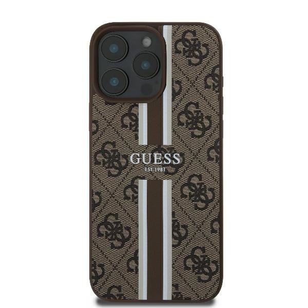Guess GUHMP16LP4RPSW iPhone 16 Pro 6.3&quot; brązowy/brown hardcase 4G Printed Stripes MagSafe