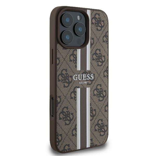 Guess GUHMP16LP4RPSW iPhone 16 Pro 6.3&quot; brązowy/brown hardcase 4G Printed Stripes MagSafe
