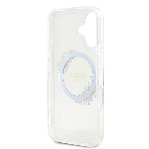 Guess GUHMP16SHFWFCT iPhone 166.1&quot; przeźroczysty/transparent hardcase IML Flowers Wreath MagSafe