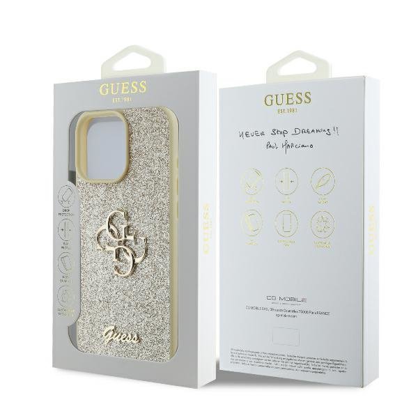 Guess GUHCP16LHG4SGD iPhone 16 Pro6.3&quot; złoty/gold hardcase Fixed Glitter Big 4G