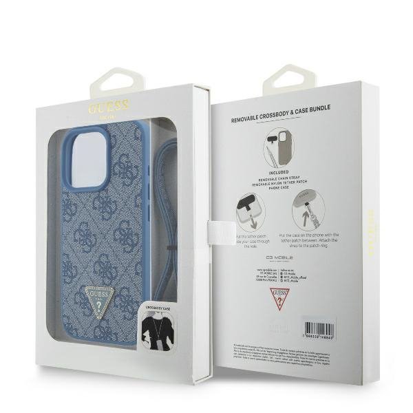 Guess GUHCP16XP4TDSCPB iPhone 16 Pro Max6.9&quot; niebieski/blue hardcase Leather Metal Logo Strass Crossbody