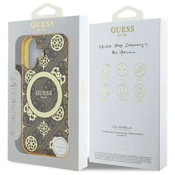 Guess GUHMP16SH4PYEEW iPhone 166.1&quot; brązowy/brown hardcase IML Peony On 4G Background MagSafe