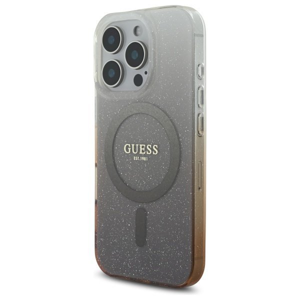 Guess GUHMP16LHGRCELW iPhone 16 Pro 6.3&quot; brązowy/brown hardcase IML Glitter Gradient MagSafe
