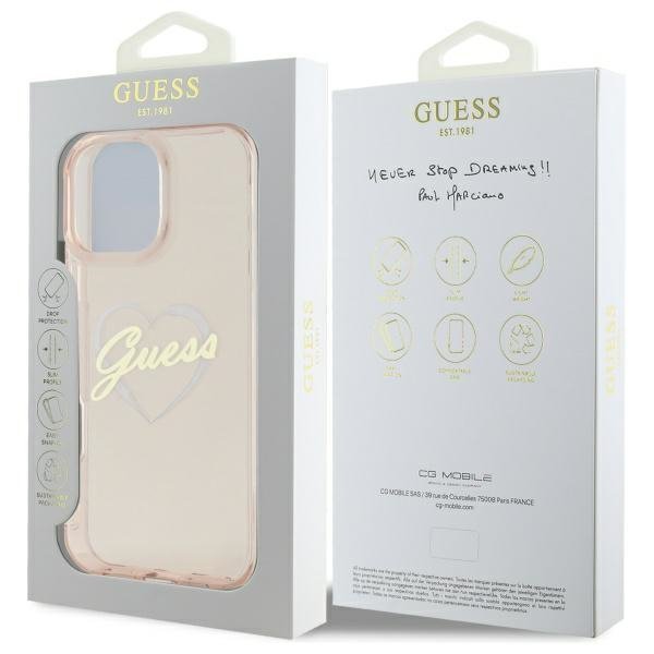 Guess GUHCP16LHCHGSPP iPhone 16 Pro 6.3&quot; różowy/pink hardcase IML Heart