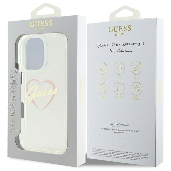 Guess GUHCP16LHCHGSPT iPhone 16 Pro 6.3&quot; przeźroczysty/transparent hardcase IML Heart