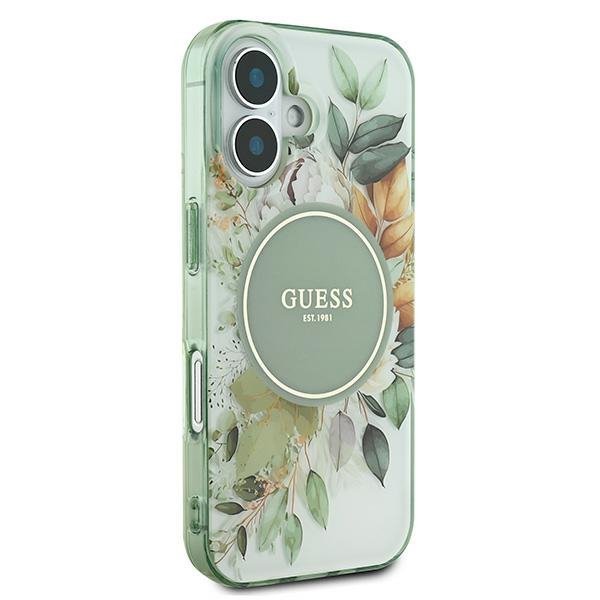 Guess GUHMP16MHFWBDCEN iPhone 16 Plus 6.7&quot; zielony/green hardcase IML Flower & Tonal Circle MagSafe