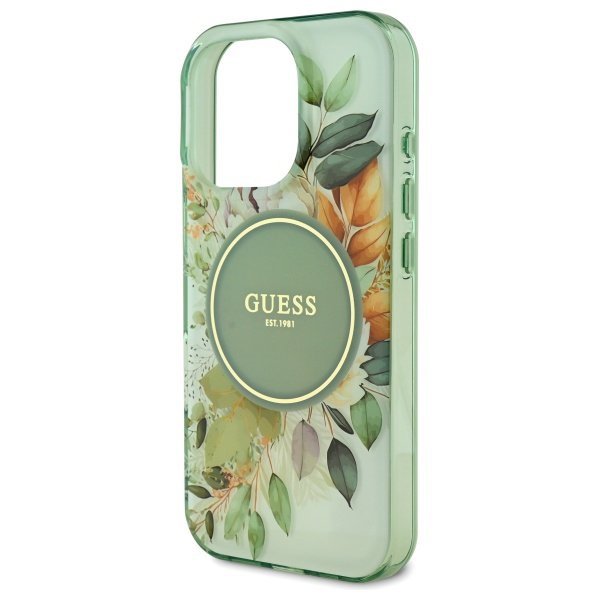 Guess GUHMP16LHFWBDCEN iPhone 16 Pro 6.3&quot; zielony/green hardcase IML Flower & Tonal Circle MagSafe