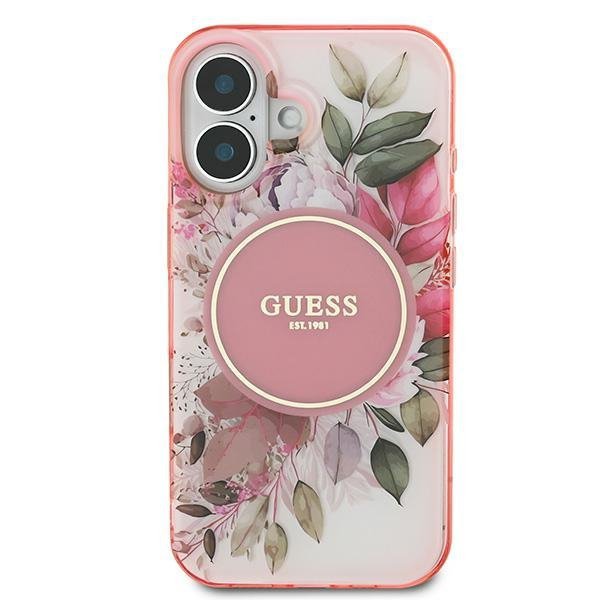 Guess GUHMP16SHFWBDCEP iPhone 16 6.1&quot; różowy/pink hardcase IML Flower & Tonal Circle MagSafe