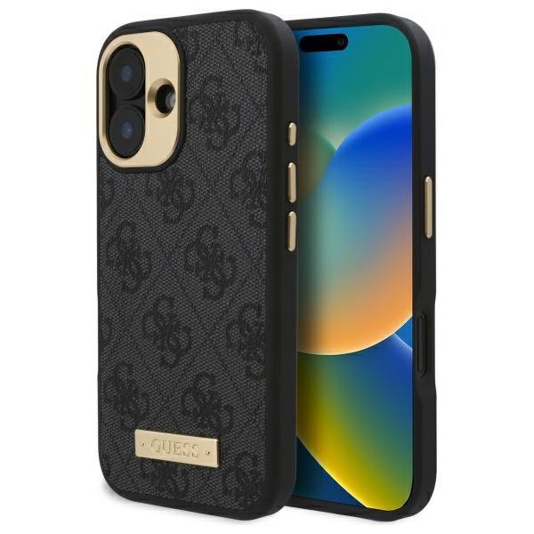 Guess GUHMP16SU4GPRK iPhone 16 6.1&quot; czarny/black hardcase 4G Logo Plate MagSafe