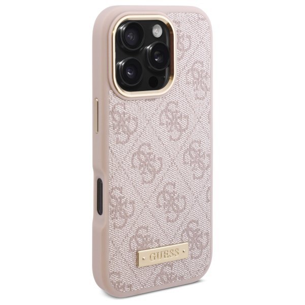 Guess GUHMP16LU4GPRP iPhone 16 Pro 6.3&quot; różowy/pink hardcase 4G Logo Plate MagSafe