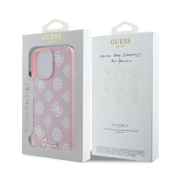Guess GUHMP16LPGPYSP iPhone 16 Pro 6.3&quot; różowy/pink hardcase Peony Script Logo MagSafe