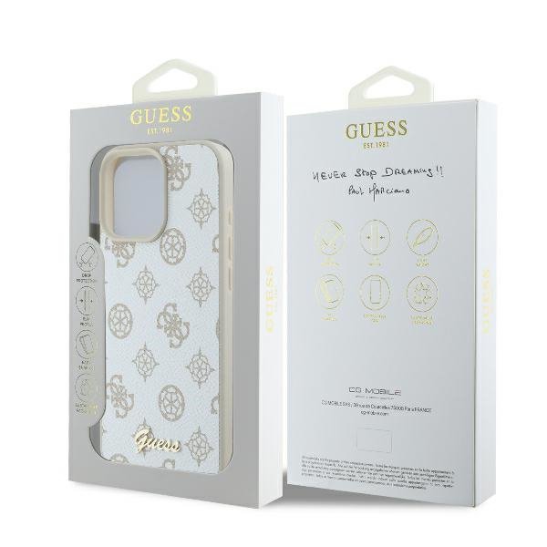 Guess GUHMP16LPGPYSH iPhone 16 Pro6.3&quot; biały/white hardcase Peony Script Logo MagSafe