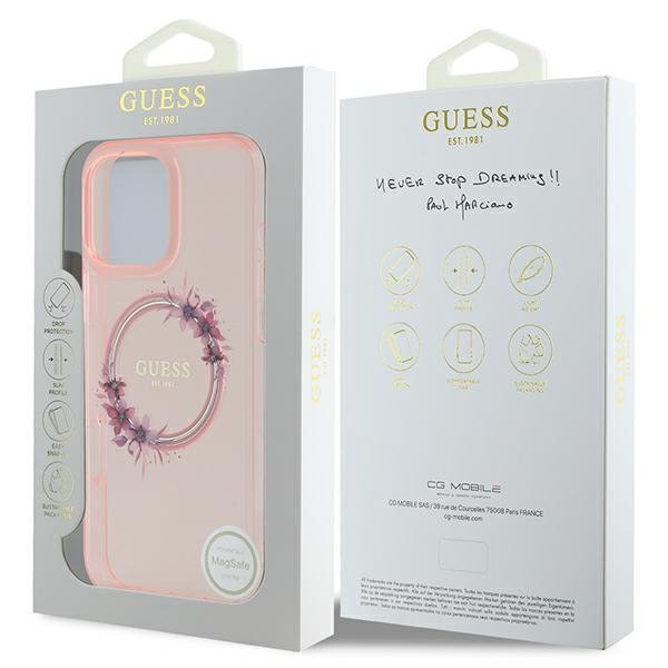 Guess GUHMP16XHFWFCP iPhone 16 Pro Max6.9&quot; różowy/pink hardcase IML Flowers Wreath MagSafe