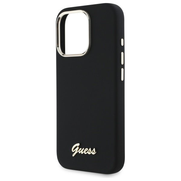 Guess GUHCP16LSMBSLK iPhone 16 Pro 6.3"  czarny/black hardcase Silicone Script Metal Logo & Frame