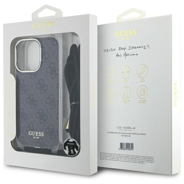 Guess GUHCP16LHC4SEK iPhone 16 Pro 6.3&quot;  czarny/black hardcase Crossbody Cord 4G Print