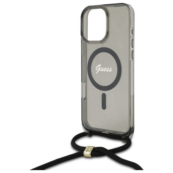 Guess GUHMP16XHCTSGNSK iPhone 16 Pro Max 6.9&quot; czarny/black hardcase Crossbody Cord Script MagSafe