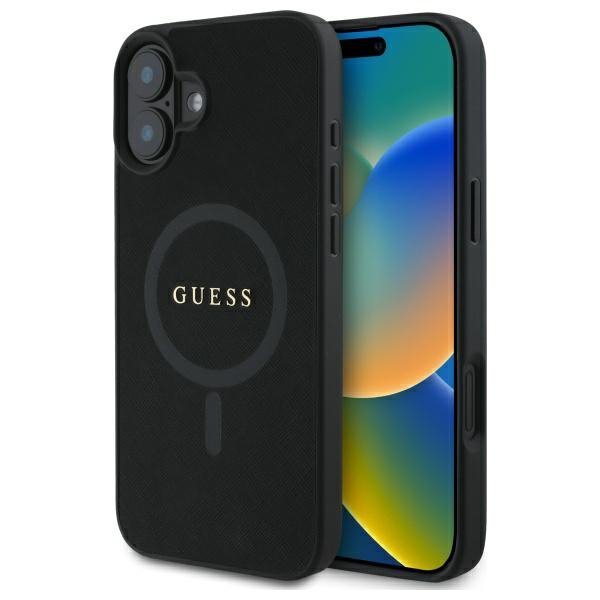 Guess GUHMP16SPSAHMCK iPhone 16 6.1&quot;     czarny/black hardcase Saffiano Classic Logo MagSafe