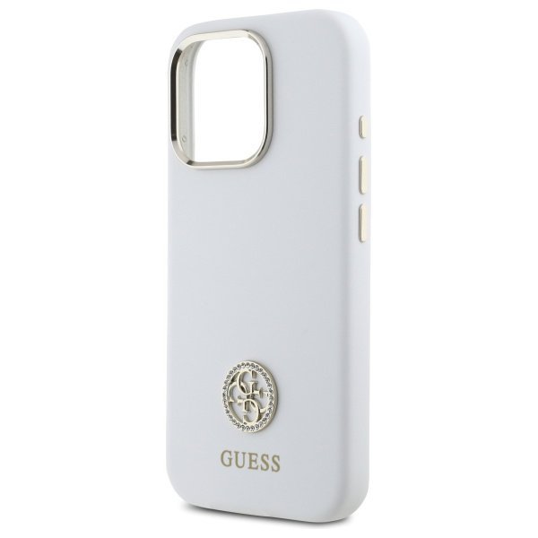 Guess GUHCP16LM4DGPH iPhone 16 Pro 6.3&quot;  biały/white hardcase Silicone Logo Strass 4G