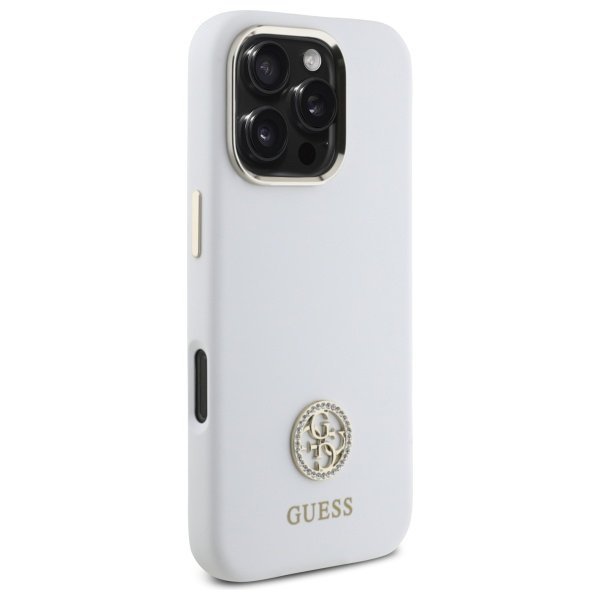 Guess GUHCP16XM4DGPH iPhone 16 Pro Max   6.9&quot; biały/white hardcase Silicone Logo Strass 4G