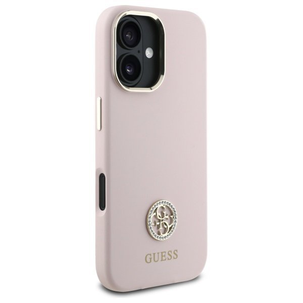 Guess GUHCP16SM4DGPP iPhone 16 6.1&quot;      jasnoróżowy/pink hardcase Silicone Logo Strass 4G