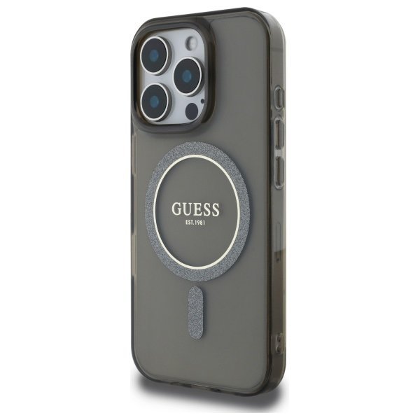 Guess GUHMP16LHFGEREK iPhone 16 Pro 6.3&quot; czarny/black hardcase IML Glitter Circle MagSafe