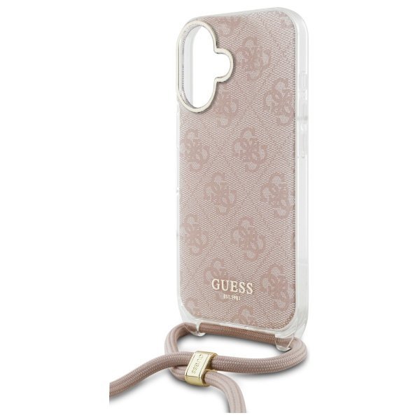 Guess GUHCP16SHC4SEP iPhone 16 6.1&quot;      różowy/pink hardcase Crossbody Cord 4G Print