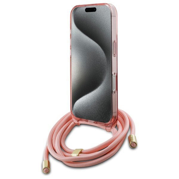 Guess GUHMP16SHCTSGNSP iPhone 16 6.1&quot;    różowy/pink hardcase Crossbody Cord Script MagSafe
