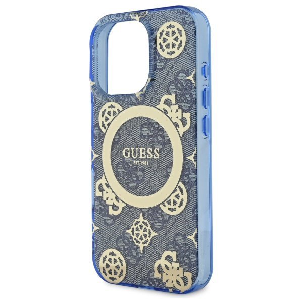 Guess GUHMP16XH4PYEEB iPhone 16 Pro Max  6.9&quot; niebieski/blue hardcase IML Peony On 4G Background MagSafe