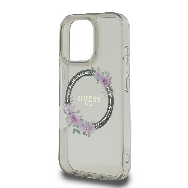 Guess GUHMP16XHFWFCK iPhone 16 Pro Max   6.9&quot; czarny/black hardcase IML Flowers Wreath MagSafe