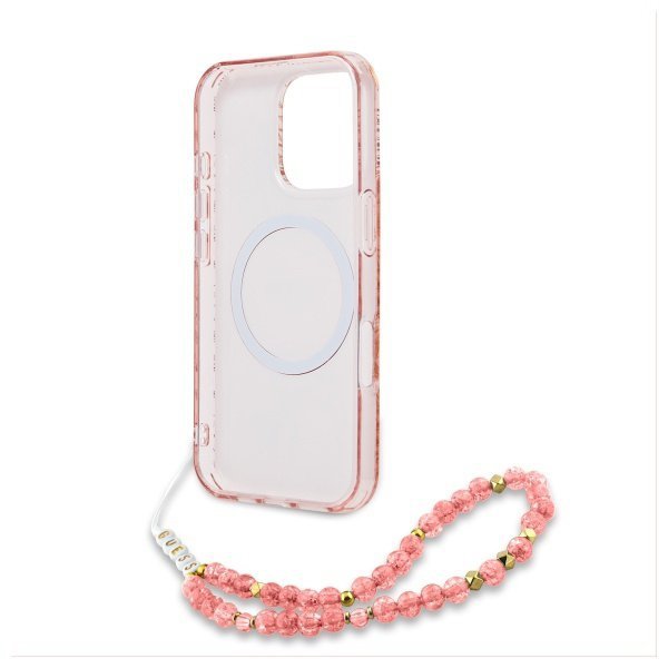 Guess GUHMP16XHCPOFPP iPhone 16 Pro Max  6.9&quot; różowy/pink hardcase IML Flowers Allover Electro With Pearl Strap MagSafe