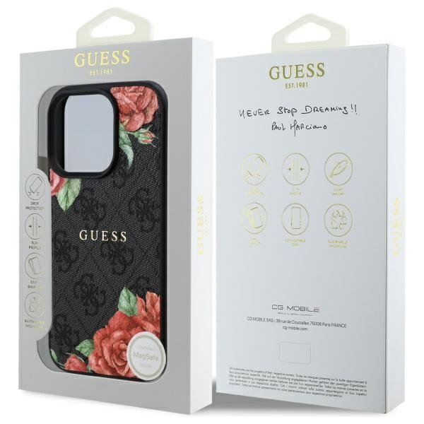 Guess GUHMP16XP4ROPEMCK iPhone 16 Pro    Max 6.9&quot; czarny/black hardcase 4G Flowers Print MagSafe