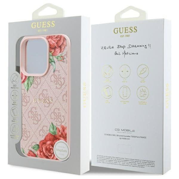 Guess GUHMP16LP4ROPEMCP iPhone 16 Pro    6.3&quot; różowy/pink hardcase 4G Flowers Print MagSafe