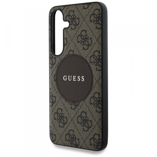 Etui Guess 4G Round Patch Classic Logo   MagSafe do Samsung Galaxy S25 brązowy