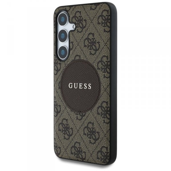 Etui Guess 4G Round Patch Classic Logo   MagSafe do Samsung Galaxy S25+ brązowy