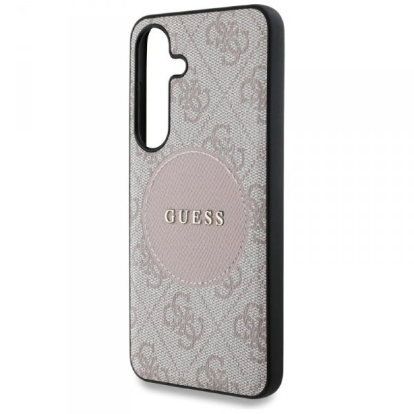 Etui Guess 4G Round Patch Classic Logo   MagSafe do Samsung Galaxy S25 różowy